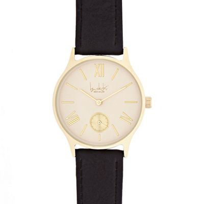 Ladies black and gold toned watch